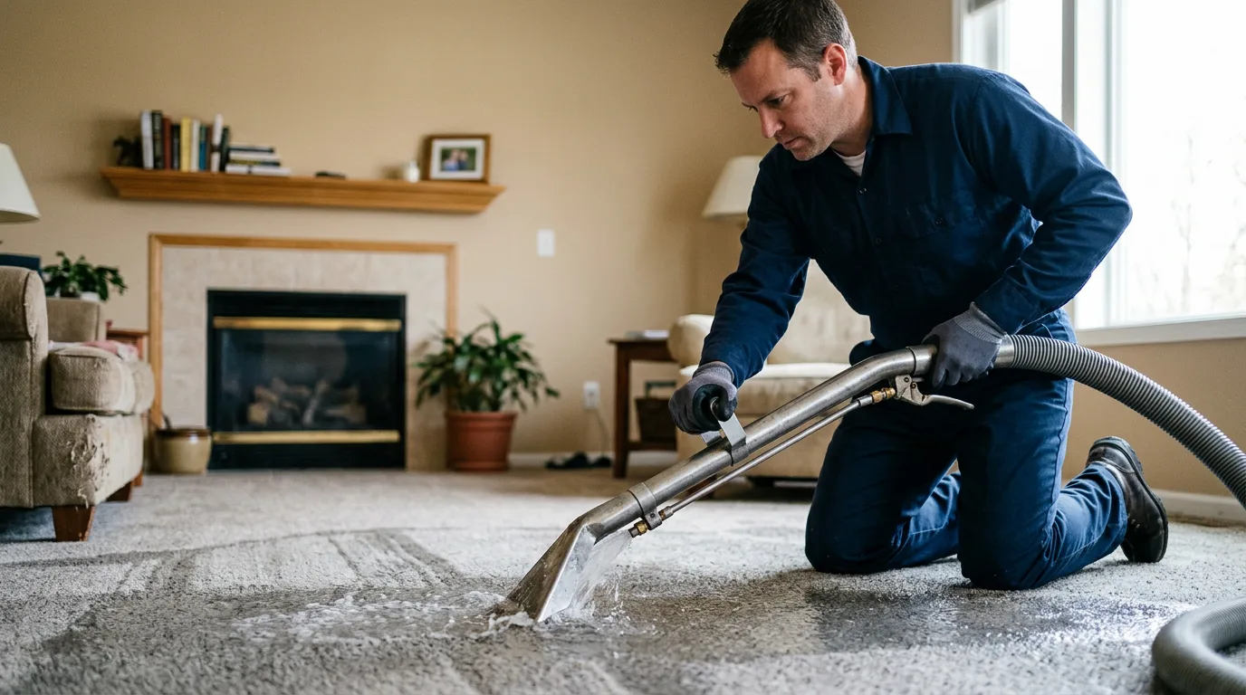 Water damage restoration technician working near Shirley, MA